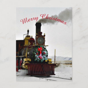 Kersttrein Locomotief Ansichtkaart Feestdagenkaart