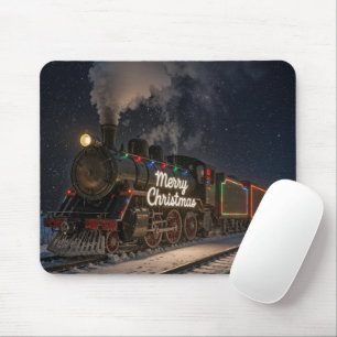 Kersttrein Met Kleurrijke Lichten Muismat
