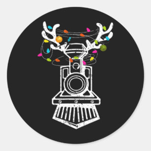Kersttrein met wieltreinen ronde sticker