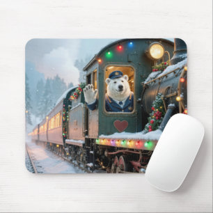 Kersttrein Met Winkende Ijsbeer Muismat
