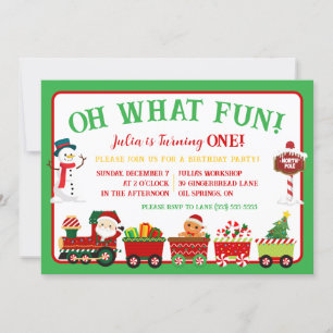 Kersttrein, oh wat leuk! 1e verjaardagsfeestje kaart