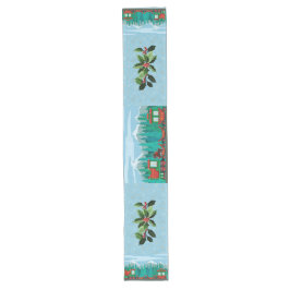 Kersttrein op Sky Blue Lange Tafelloper