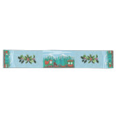 Kersttrein op Sky Blue Lange Tafelloper (Horizontaal)