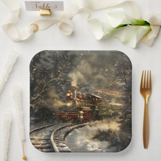 Kersttrein Papieren Bordje (Huwelijk)