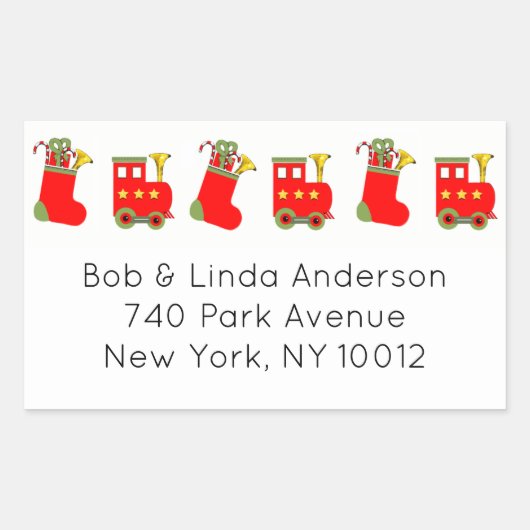 Kersttrein Rechthoekige Sticker (Voorkant)