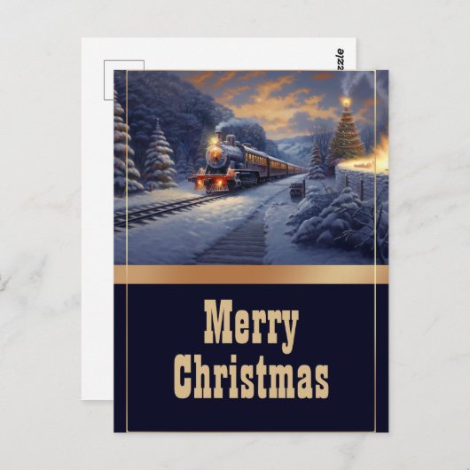 Kersttrein schilderij briefkaart (Voorkant / Achterkant)