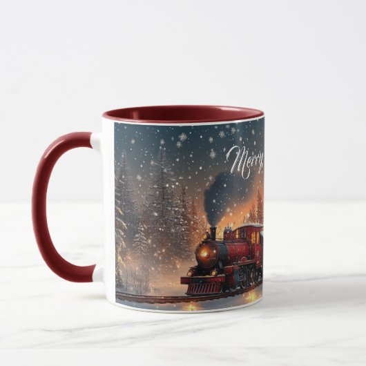 Kersttrein Sneeuwvlokken Lichtjes Mok (Links)