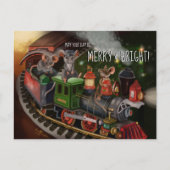 Kersttrein van Merry Mouse Feestdagenkaart (Voorkant)