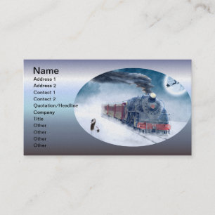 Kersttrein voor middernacht met meisje en Kerstman Visitekaartje