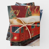 Kersttreinen Waterverf Gift Inpakpapier Vel (In situ)