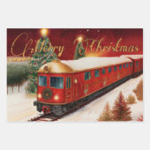 Kersttreinen Waterverf Gift Inpakpapier Vel (Voorkant)