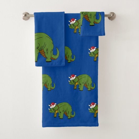 Kersttriceratops Dinosaur Bad Handdoek (Insitu)