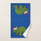 Kersttriceratops Dinosaur Bad Handdoek (Handdoek)