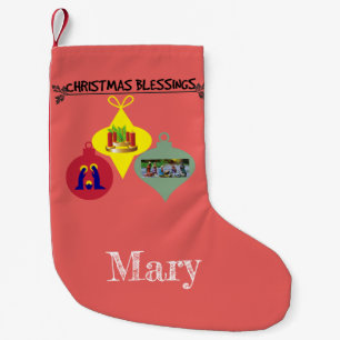 Kersttrio van religieuze ornamenten kleine kerstsok