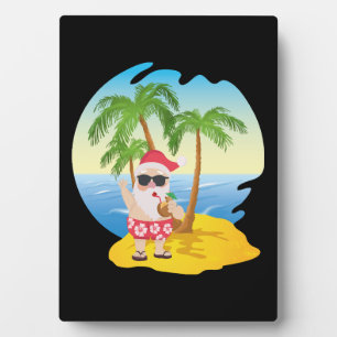 Kersttropisch strand Funny Santa Claus Fotoplaat