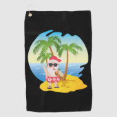 Kersttropisch strand Funny Santa Claus Golfhanddoek (Voorkant)