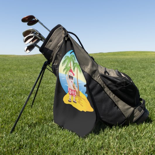 Kersttropisch strand Funny Santa Claus Golfhanddoek (Groen)