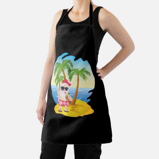 Kersttropisch strand Funny Santa Claus Schort (Insitu)