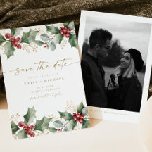 Kersttrouwdag met hulst Save the Date