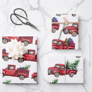 Kersttruck, boom, Cadeaus  Inpakpapier Vel