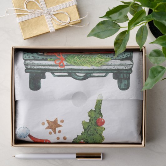 Kersttruck Gnomes Tissuepapier (Geschenk)