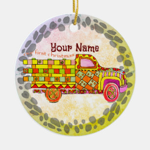 Kersttruck Keramisch Ornament