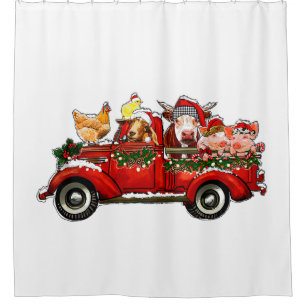 kersttruck koe varkenskip douchegordijn