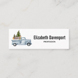 Kersttruck met kalveren mini visitekaartje