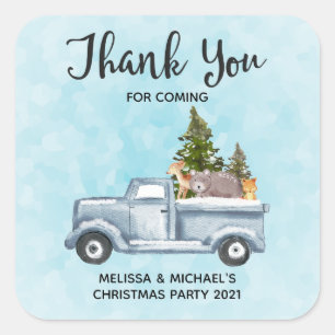 Kersttruck met koffiedieren Hartelijk dank Vierkante Sticker