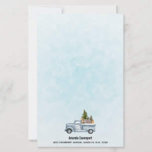 Kersttruck met pijnbomen en bosdieren briefpapier