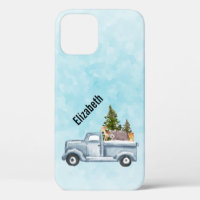 Kersttruck met pijnbomen en bosdieren
