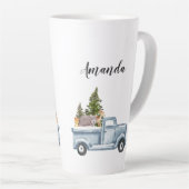 Kersttruck met pijnbomen en bosdieren latte mok (Rechterhoek)
