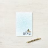 Kersttruck met pijnbomen en bosdieren post-it® notes (Op bureau)