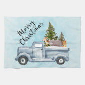 Kersttruck met pijnbomen en bosdieren theedoek (Horizontaal)