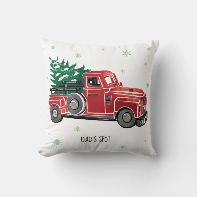  kersttruck met sneeuwvlokken kussen (Voorkant)