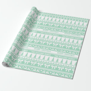 Kersttrui Familienaam Monogram Mint Groen Cadeaupapier