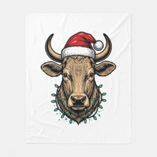 Kersttrui met koe en kerstman hoed_1 fleece deken