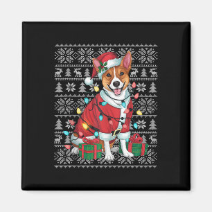 Kersttrui Stijl Lelijk Santa Basenji Hond Kerstmis Magneet