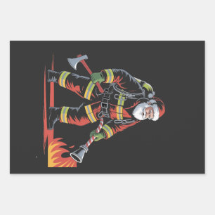 Kersttrui voor brandweerman Kerstmis Funny Sinterk Inpakpapier Vel