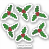 kersttwijg rode feestdagen decor sticker (Voorkant)