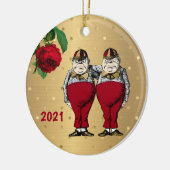  kersttwitteraars keramisch ornament (Links)
