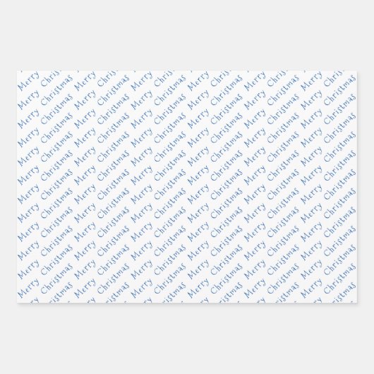 Kersttypografie Blauw en Wit Inpakpapier Vel (Voorkant 2)