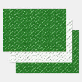 Kersttypografie Donkergroen en wit Inpakpapier Vel