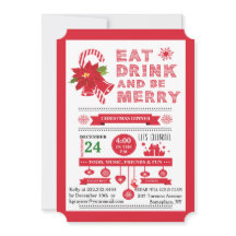 kersttypografie Eat Be Merry Party Invitation