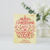 kersttypografie feestdagenkaart (Staand voorkant)