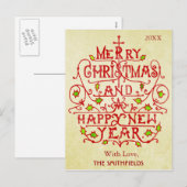 kersttypografie feestdagenkaart (Voorkant / Achterkant)