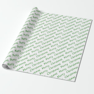 Kersttypografie Groen op wit omslagpapier Cadeaupapier