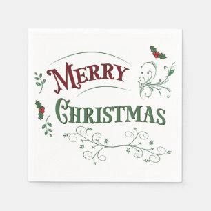 Kersttypografie in vintage stijl servet