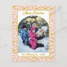 Kersttypografie Kerstmis Familie Foto Roze Goud