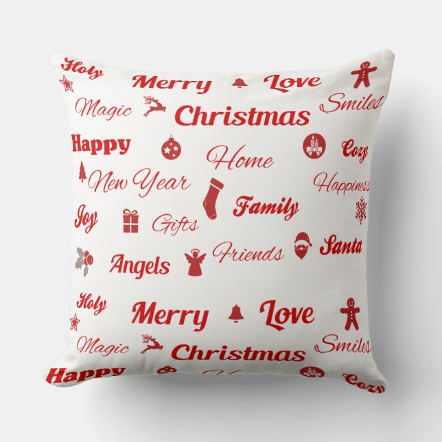 Kersttypografie Pillow Kussen (Voorkant)